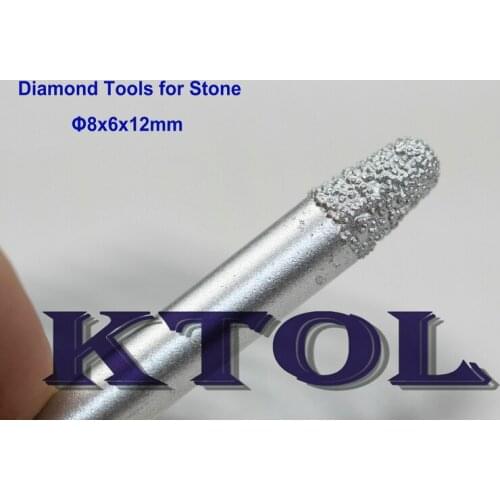 Shank-8mm Tip-6mm Durable V bit Tapered Ball mill cutter CNC Diamond tools for stones engraving,3D carving,milling,slot cutting