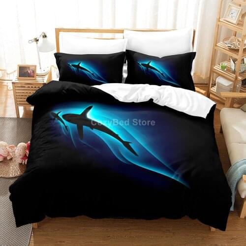 Cool Shark Bedding Set 3d Duvet Cover Sets Comforter Bed Linen Twin Queen King Single Size Fashion Scenery Fish Animal Ocean Sea