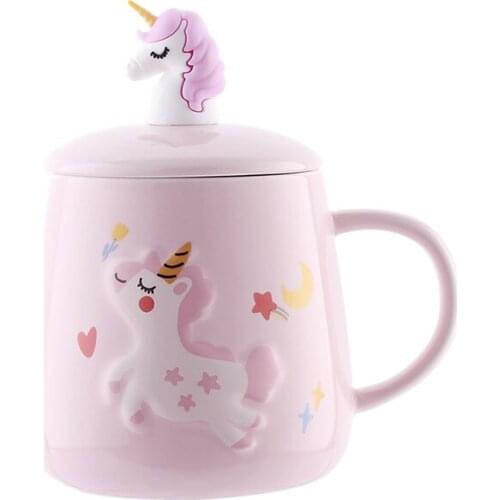 Creative Coffee Mugs Creative Cute Kawaii Mug Drinking Cup Ceramic with Lid Spoon Tazas De Ceramica Creativas Drinkware BB50