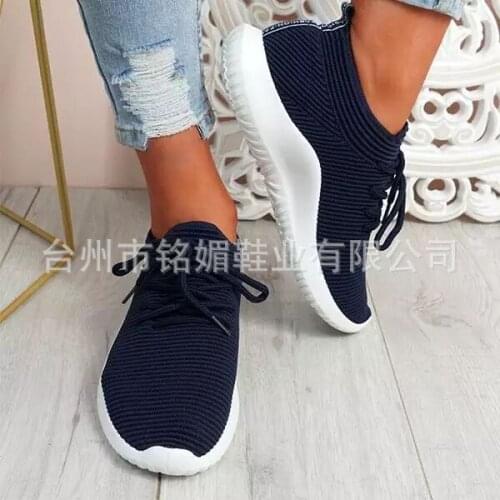 Summer Sneakers Women Knit Shoes Lace Up Solid Color Female Sport Outdoor Breathable Mesh Casual Shoes Zapatillas Mujer90