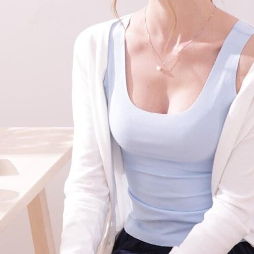 Summer Fashion Women Sexy Big U-Neck Ice Silk Top Tanks Seamless Sleeveless T Shirt Underwear Camisole Clothing Girls Party Gift