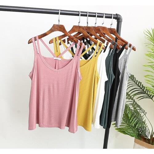 Fashion Oversized Ribbed Loose Tank Tops Women Camisole Vest simple Stretchable Ladies Slim Sexy Strappy Camis Tops Casual Camis