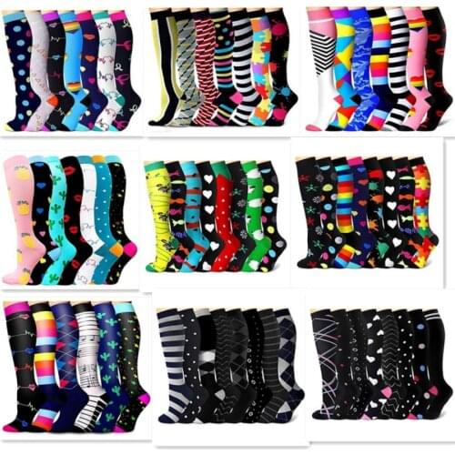 Compression Socks 5/6/7 Pairs Per Set Sport Compression Stockings Soccer Sports Wear Men Women Gift Outdoor Running Sports Socks