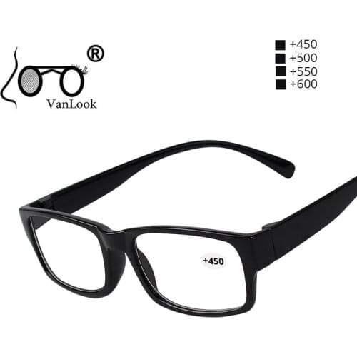 Reading Glasses for Men Women +4.50 +5.00 +5.50 +6.00 Black Plastic Frame Womens Degree High