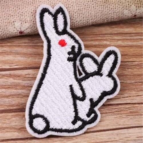 Clothing diy embroidery iron on patch deal with it sex rabbit badge biker patches for clothes cute stickers fabric free shipping