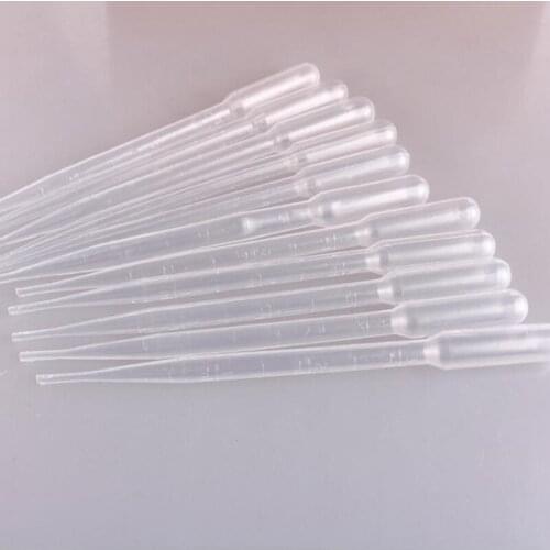 3ML Transparent Pipettes Disposable Safe Plastic Eye Dropper Transfer Graduated Pipettes for Lab Experiment Supplies F20172596
