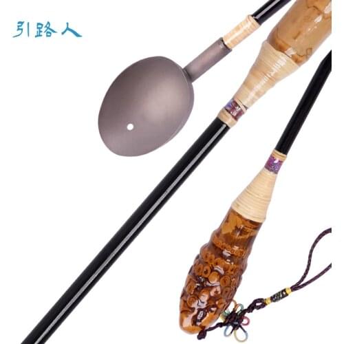 New Bait Thrower Titanium Alloy Bait Scoop Spoon Carbon Rohan Bamboo Handle Bait Spoon Rock Fishing Bait Spoon Fishing Tool