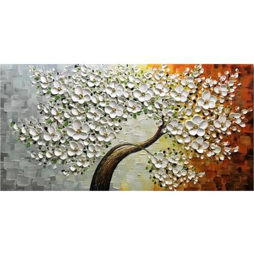 Hand Painted 3D Abstract Paintings White Maple Tree Oil Hand Painting On Canvas Wall Decoration for Living Room