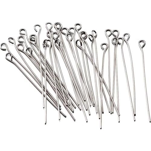 100/200pcs 20 30 40 50mm Stainless Steel Eye Pins Metal Eye Head Pins Jewelry Findings For Jewelry Making Findings Accessories