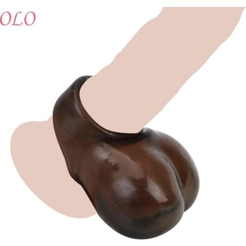 OLO Bondage Chastity Cage Lock Silicone Penis Ring Sex Toys For Men Delay Ejaculation Scrotum Ring Reusable