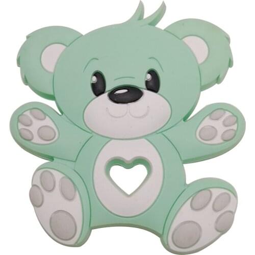 Silicone Baby Teether Food Grade Bear Shape Teether Teething Product Necklace Pendant Bebe Reborn Gift Pacifier Chain Accessorie