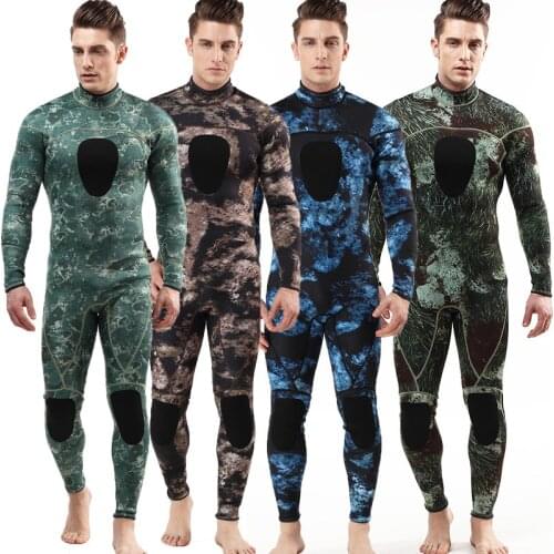 One Piece Scuba Free Diving Suits With Chest Pad For Cold Water Swimming Mens Spearfishing 3mm Wetsuits Camouflage Neoprene