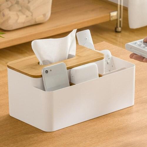 Tissue Case Eco-friendly Large Capacity Bamboo Tissue Storage Holder Supplies for Home Storage Boxes Bins Organization