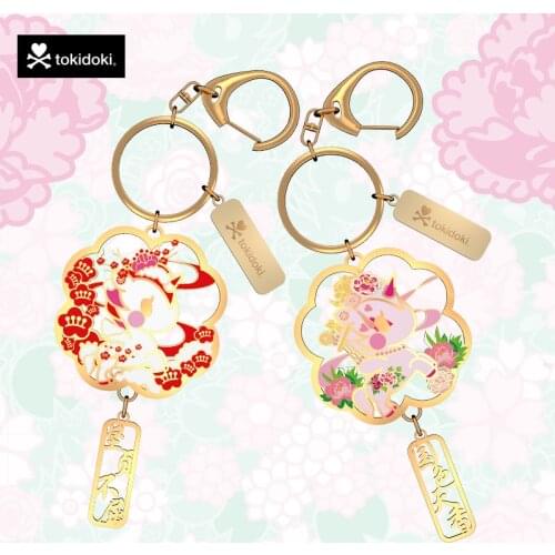 Tokidoki Genuine Flower Power Series Unicorno Peony and Plum Blossom Delicate Metal Key Chains Action Figure Girl Gifts