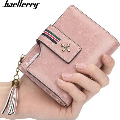 Baellerry Women Wallet Designer Short Wallets Lady Vintage Small Tassel Purse Luxury Women Card Holder Zipper Female Coin Purse