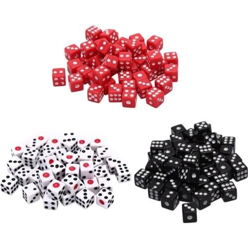 100pcs 8mm Acrylic Dice Gaming Dice Standard Six Sided Decider Board Game Dice