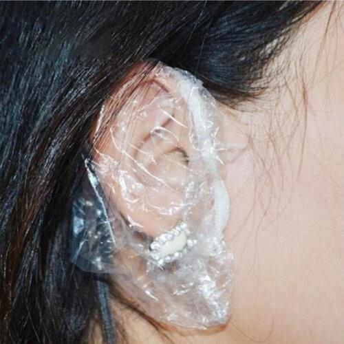 100Pcs Disposable Earmuffs Plastic Waterproof Protector Cover Caps Salon Hairdressing Dye Shield Earmuffs Shower Tool