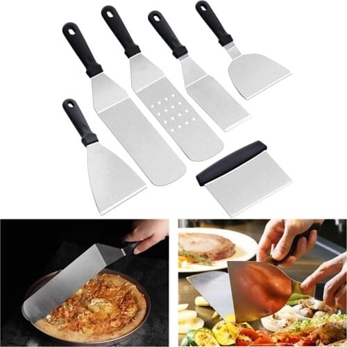 3/6/12Pcs/Set Frying Spatula Cooking Spatula Set Stainless Steel Teppanyaki Barbecue Tool Ketchup Bottle Oil Brush BBQ Grill Set