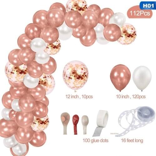 130pcs/set Rose Gold Balloons Kit Latex Confetti Ballon Birthday Decor Wedding New Year Party Decoration
