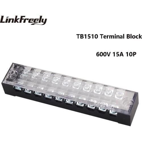 TB1510 2pcs Dual Row Screw Terminal Strip 10P 15A /600V Electrical Wire Connector Terminal Fast Crimp TB 25A 45A Terminals