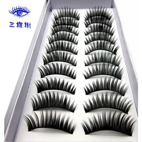 200box New 10 Pairs /box Fiber Thick False Eyelashes Handmade Cotton Stems Fake Eyelashes fashion