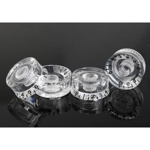 4pcs Transparent Guitar Speed Knobs Clear W Black Numbers For Electric Guitar FREE Shipping Guitar Parts afinador guitarra