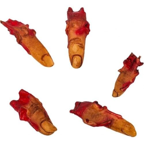 5Pcs Gag Toys Bloody Finger Props Simulation Party Supplies Plastic Halloween Bloody Finger Horror Props Practical Jokes
