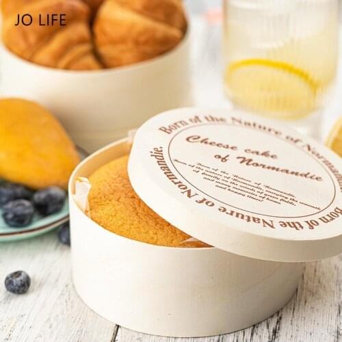 JO LIFE 5pcs Romantic Wooden Cheese Cake Storage Box Round Dessert Snack Creative Chocolate Gift Packaging Box