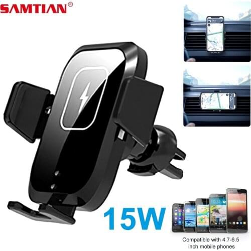 SAMTIAN Car Charger 15W Fast Car Charger Car Induction Charger Mount Phone Holder For All Phones With Wireless Charging Function