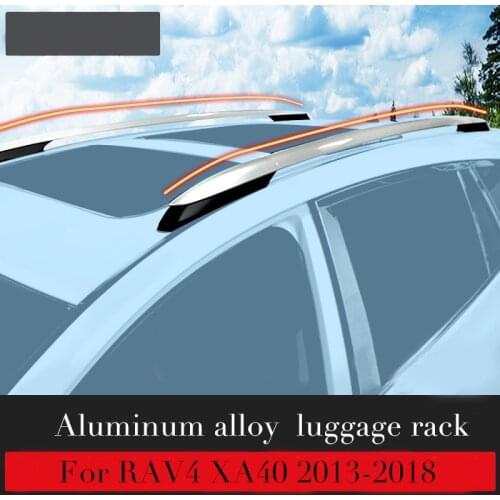 Aluminum Alloy Sliver Side Bars Rails Roof Rack Luggage Carrier Accessories For Toyota RAV4 XA40 2013 2014 2015 2016 2017 2018