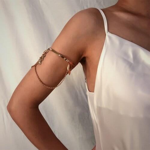 Boho Gold/Silver Color Leaves Upper Arm Bracele Retro Female Charms Bracelet