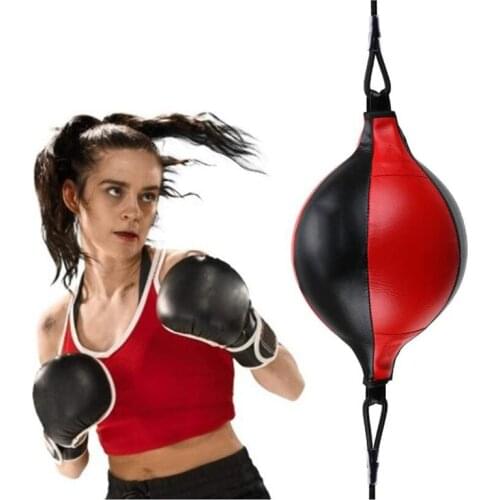 PU Muay Thai Boxing Ball Reaction Speed Ball Fitness Equipment Leather Sandbag Hanging Double-headed Ball for Kids Men Women