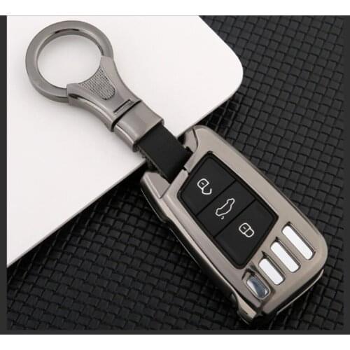 Car Galvanized Alloy Key Cover Holder Chain For Volkswagen VW 2017 2018 Passat B8 Jetta For Skoda Superb A7 Smart Key Case Ring