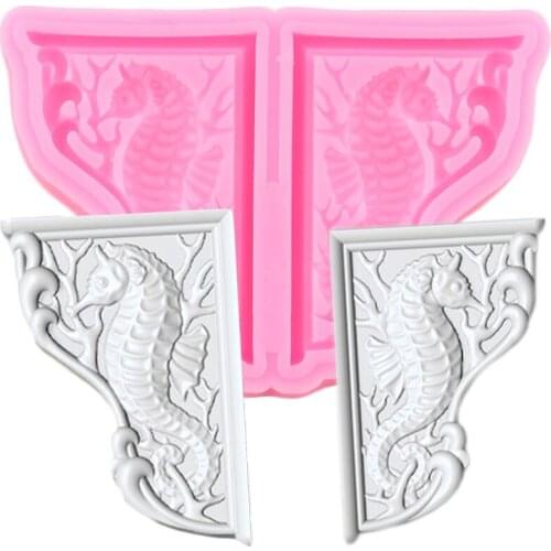 Sea Horse Silicone Mold Baby Birthday Cupcake Topper Fondant Cake Decorating Tools Candy Clay Chocolate Gumpaste Moulds