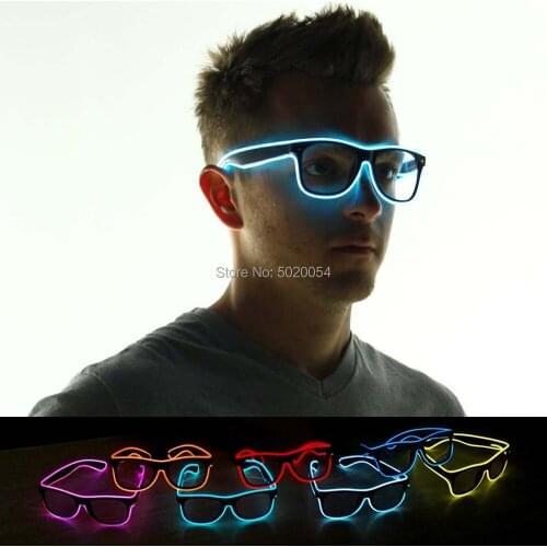 GZYUCHAO EL Light Up El Wire Led Flashing Glasses Halloween Rave Party Bar Eyeswear Accessory Sunglasses