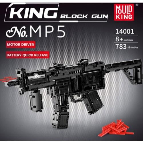 Toys MOULD KING 14001 MP5 Shooting Gun Model Building Block Set Simulation Manually Loaded Weapon Toy for Adults Children Gift