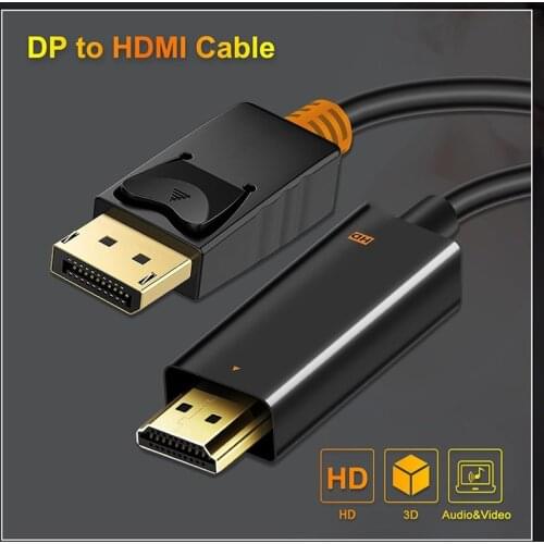 Displayport to HDMI-compatible cable adapter DP to HDTV male to male Video Audio conversion Cable 1080P for PC HDTV Projector 2M