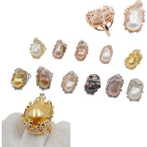 100% NATURE FRESHWATER PEARL RING, big baroque shape pearl ring .22 x 35 mm ring