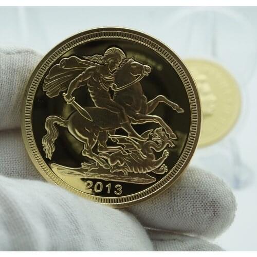 2013 United Kingdom Elizabeth II Sovereign Gold Copy Elizabeth II DEI GRA Regina FID DEF Coin