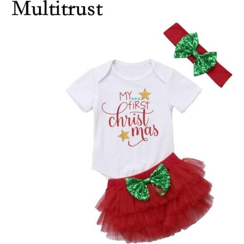 Citgeett Baby Girl First Christmas Santa Romper Tutu Dress Shorts Outfit Fancy Ruffle Red Xmas Set Summer Costume