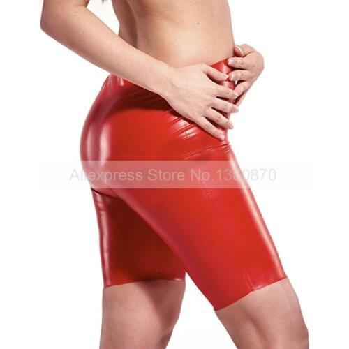 Red Latex Female Shorts Panties Rubber Fetish Girl Leggings Plus Size Customs Made S-LPW037