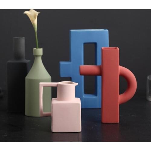 Morandi Creative Decoration Ceramic Crafts Floral Art Dry Vase Home Office Restaurant Desktop Art Decoration