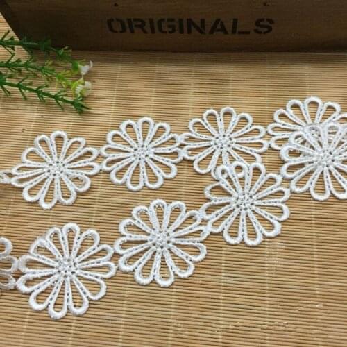 1 Yard 48mm White Polyester Flower Lace Trim Ribbon Fabric Embroidered Applique Sewing Craft Crochet Wedding Dress Clothes Gift