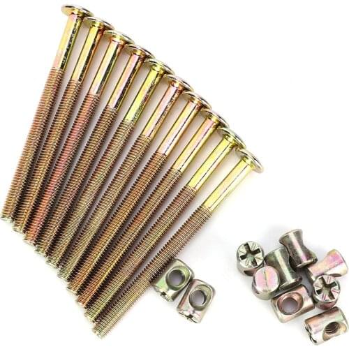 10 pcs/Lot M6 6mm Furniture Bolts Carbon Steel Furniture Bolts With Barrel Nuts Dowel Nut Connector Fastener