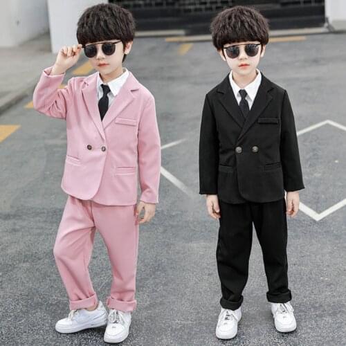 Fashion Formal Suits For 2 3 4 5 6 7 8 9 10 11 12 Years Toddler Boys Clothing Set 2Pieces Single Breasted Coat+Pants Outfits