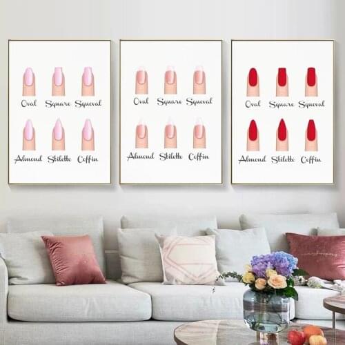 Nail Shapes Beauty Salon Wall Posters & Prints Decor Makeup Gifts Nail Type Guide Art Canvas Painting Pictures For Nail Salons