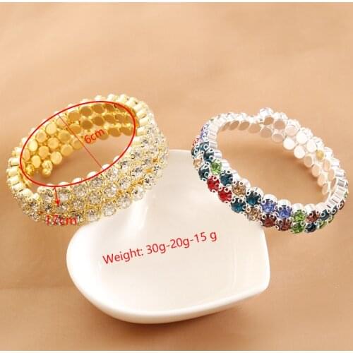 New exquisite full diamond color bracelet female rhinestone jewelry bracelet bridal jewelry multi-row elastic rhinestone gift