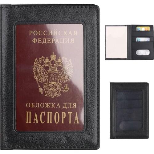 TRASSORY Leather Passport Cover Holder Case Men Women Travel Accessories with Transparent Window