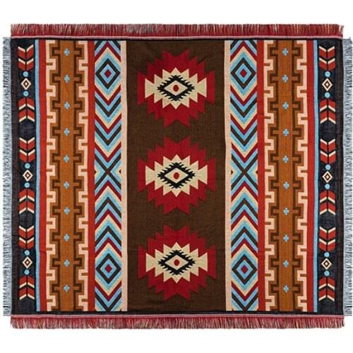 Retro Geometric Sofa Blanket Soft Tapestry Bedspread Women Shawl Outdoor Beach Towels Home Decor