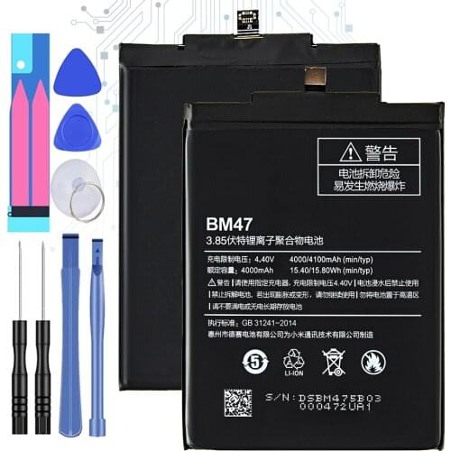 Original Kikiss BM47 4000mAh For XIAOMI Redmi 4X Redmi 3S Battery For Redmi 3 3 Pro 3X 4X Pro 4X BM 47 Genuine Phone Battery